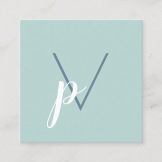 Carte De Visite Carré Vert menthe monogramme minimal moderne 