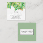 Carte De Visite Carré Vert moderne Vert Succulent Vert Aquarelle (Devant / Derrière)