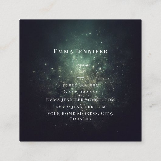 Carte De Visite Carré Vert noir subtil parties scintillant douce arrière (Dos)