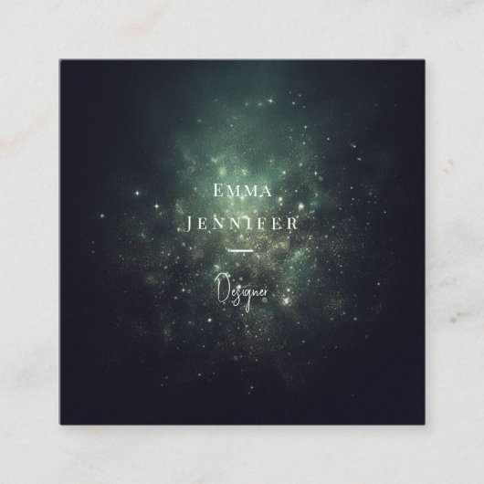 Carte De Visite Carré Vert noir subtil parties scintillant douce arrière (Devant)