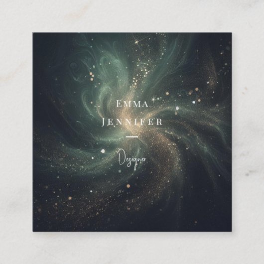 Carte De Visite Carré Vert noir subtil parties scintillant douce arrière (Devant)