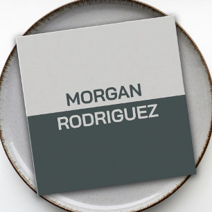 Carte De Visite Carré Vert pastel minimaliste gris gris moderne code QR
