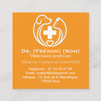 Carte De Visite Carré Vétérinaire Minimaliste Logo Professionnel