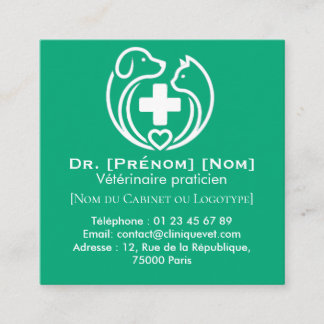 Carte De Visite Carré Vétérinaire Minimaliste Logo Professionnel