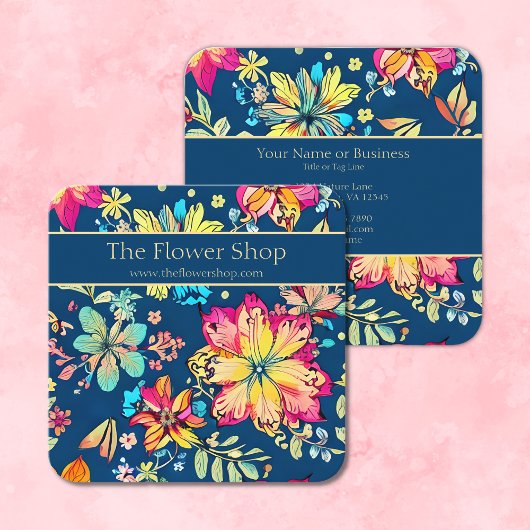 Carte De Visite Carré Vibrant Boho Floral Bohemian Flower