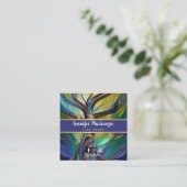 Carte De Visite Carré Vie Coach Thérapiste Rainbow Tree of Life (Debout devant)