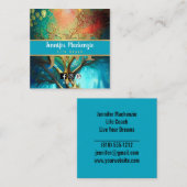 Carte De Visite Carré Vie Coach Thérapiste Rainbow Tree of Life (Devant / Derrière)