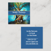 Carte De Visite Carré Vie Coach Thérapiste Rainbow Tree of Life (Devant / Derrière)