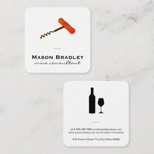 Carte De Visite Carré Vin à vin (Devant / Derrière)