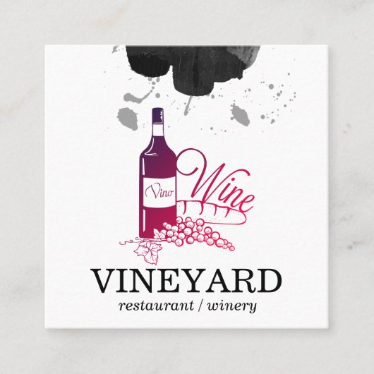 Carte De Visite Carré Vin Vino Texture Brossée Expressive (Devant)