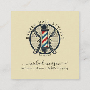 Carte De Visite Carré Vintage Barber Shop Coiffeur Styliste Barber