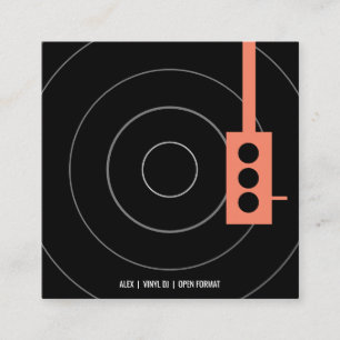 Carte De Visite Carré Vinyl Record Music - Orange & Black