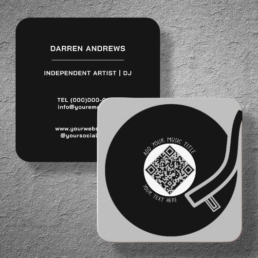 Carte De Visite Carré Vinyle gris | Code QR