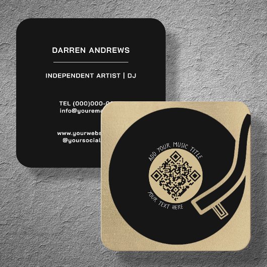Carte De Visite Carré Vinyle Or | Code QR de musique