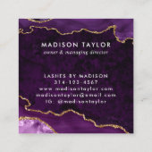 Carte De Visite Carré Violet violet or Parties scintillant marbre Agate  (Dos)