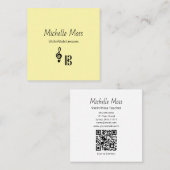 Carte De Visite Carré Violin Viola Music Lessons QR code Yellow Musical (Devant / Derrière)