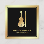Carte De Visite Carré Violoniste de Black Gold Foil (Devant)