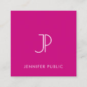Carte De Visite Carré Viva Magenta Monogramme moderne (Devant)