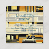 Carte De Visite Carré Voitures Rétro Milieu du siècle (Dos)