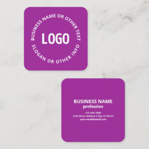 Carte De Visite Carré Votre logo et texte personnalisable Violet pourp