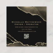 Carte De Visite Carré Votre logo ici QR Code Elegant Black Gold Agate (Dos)