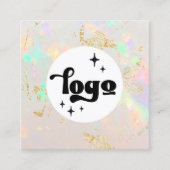 Carte De Visite Carré votre logo opal blanc (Devant)