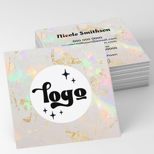 Carte De Visite Carré votre logo opal blanc