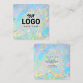 Carte De Visite Carré votre logo sur FAUX holographique opal stone textu (Devant / Derrière)