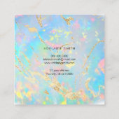 Carte De Visite Carré votre logo sur FAUX holographique opal stone textu (Dos)