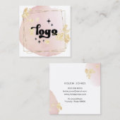 Carte De Visite Carré votre logo sur l'aquarelle rose (Devant / Derrière)