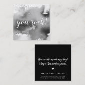 Carte De Visite Carré VOUS ROCK moderne écriture manuscrite en noir (Devant / Derrière)