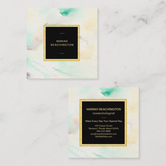 Carte De Visite Carré Vue en pastel abstraite de parties scintillantes (Devant / Derrière)