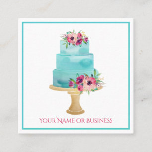 Carte De Visite Carré Watercolor Cake Shop Boulangerie professionnelle