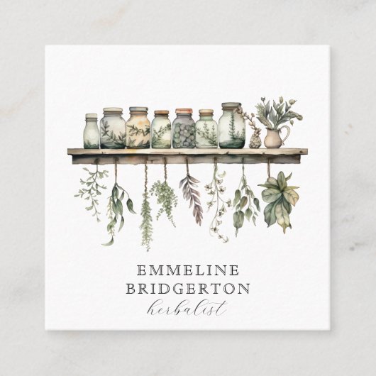 Carte De Visite Carré Watercolor Herbalist Apothecary (Devant)