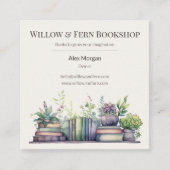 Carte De Visite Carré Watercolor Plant and Book Design (Devant)