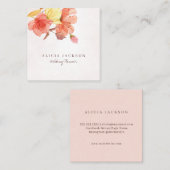 Carte De Visite Carré Wedding planner d'aquarelle fleurie moderne (Devant / Derrière)