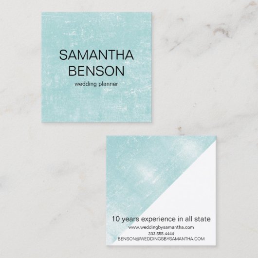 Carte De Visite Carré Wedding planner d'aquarelle turquoise (Devant / Derrière)