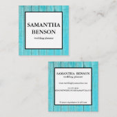 Carte De Visite Carré Wedding planner en bois turquoise (Devant / Derrière)