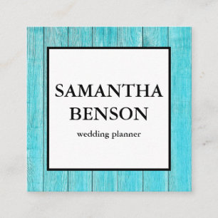 Carte De Visite Carré Wedding planner en bois turquoise