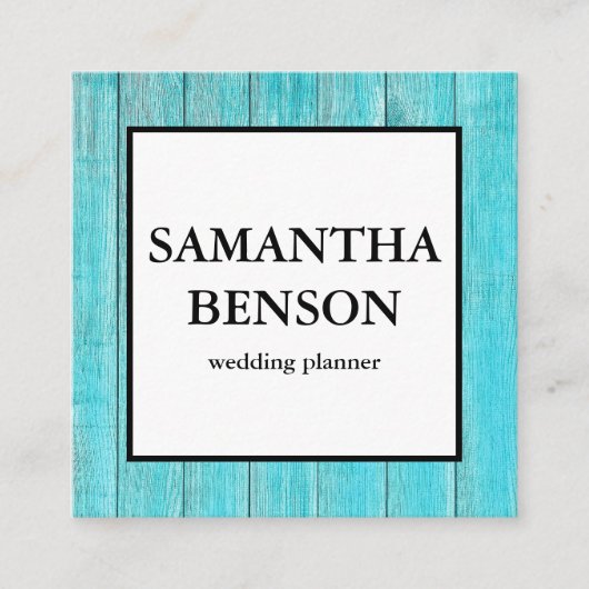 Carte De Visite Carré Wedding planner en bois turquoise (Devant)