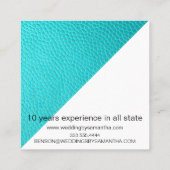 Carte De Visite Carré Wedding planner en cuir turquoise (Dos)