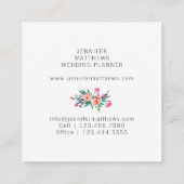 Carte De Visite Carré Wedding planner floral d'aquarelle élégante (Dos)