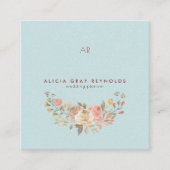 Carte De Visite Carré Wedding planner floral monogramme classique (Devant)