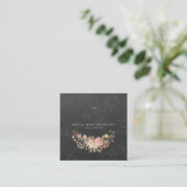 Carte De Visite Carré Wedding planner floral noir Monogramme (Debout devant)