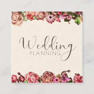 Carte De Visite Carré Wedding planner professionnel Elegant Blush & Pink