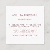 Carte De Visite Carré Wedding planner rose or et rose diamant (Dos)