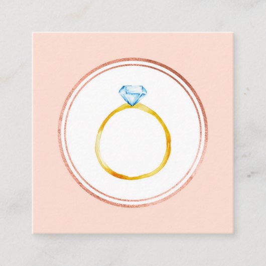 Carte De Visite Carré Wedding planner rose or et rose diamant (Devant)