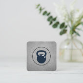 Carte De Visite Carré Weight Lifter Personal Trainer Kettle Bell (Debout devant)
