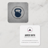 Carte De Visite Carré Weight Lifter Personal Trainer Kettle Bell (Devant / Derrière)