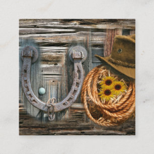 Carte De Visite Carré Western Horseshoe Cowboy Hat Lasso